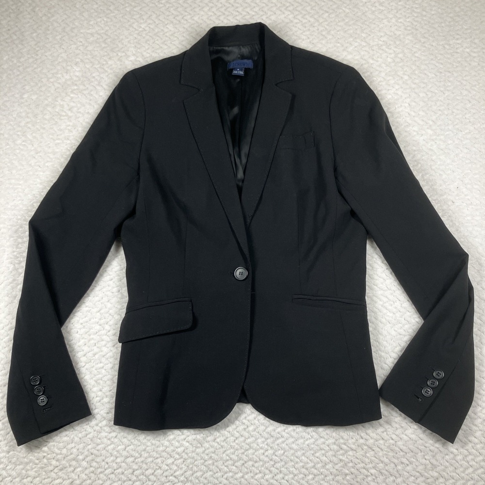 J. Crew Stretch US Women's Size 6 Black One Button Blazer Preppy
